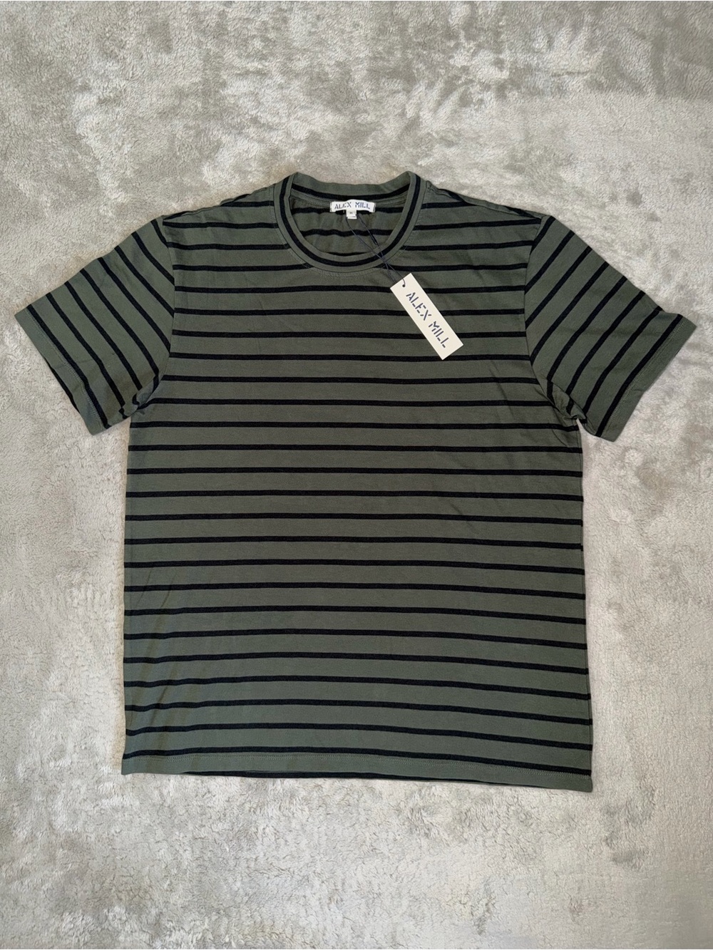 NWT Alex Mill Standard Striped Short Sleeve Tee In Cotton Olive Men’s Medium